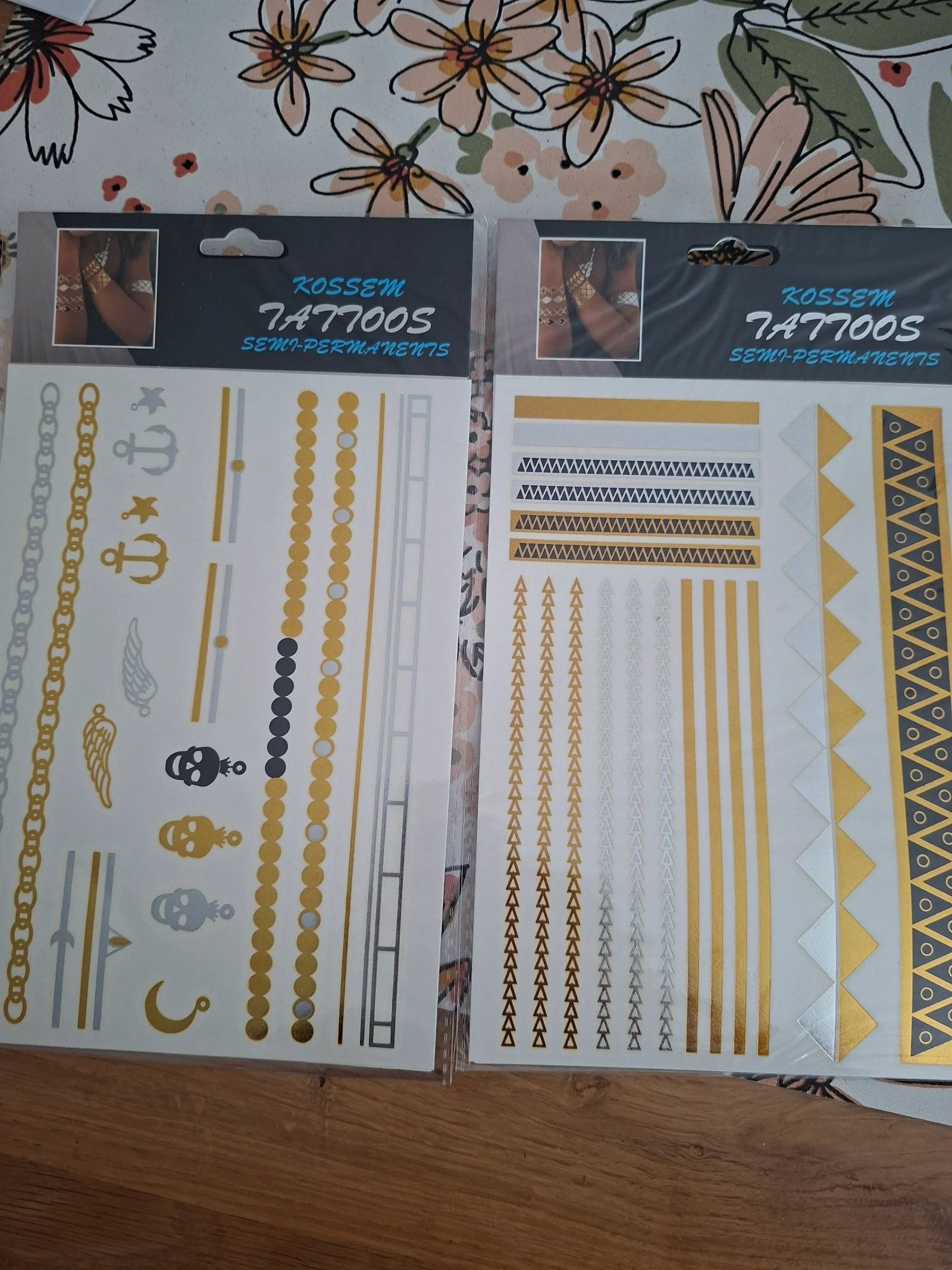 Tatouages tatoo doré argenté neuf 3 pieces différents petit prix
